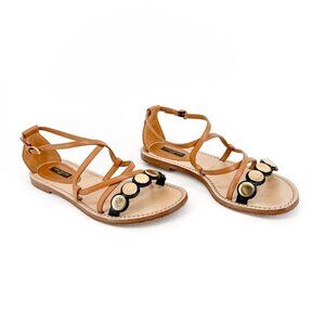 Louis Vuitton South Beach Cross Sandals Size 38.5 US 8.5 Brown Flat LV Leather